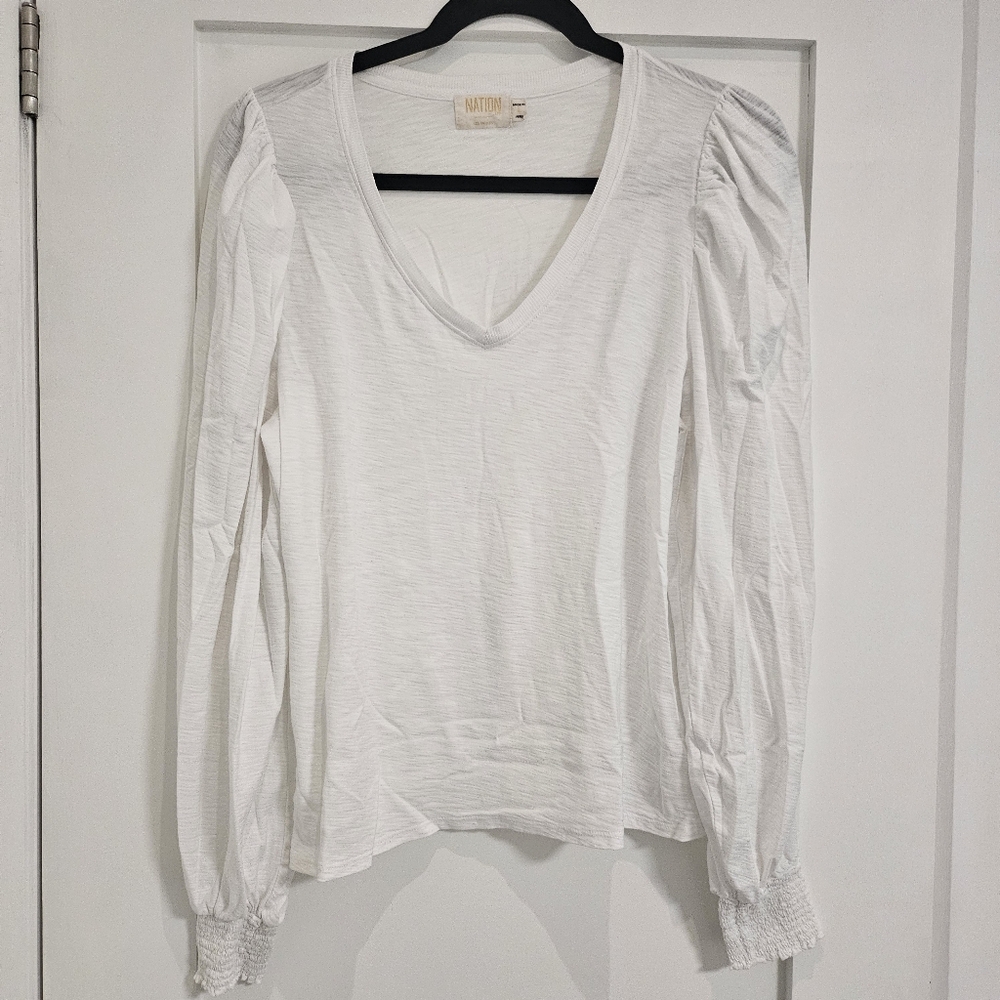 Nation LTD White Long Sleeve Top